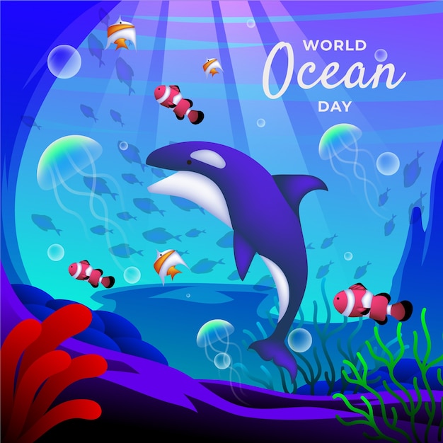 Free Vector gradient illustration for world oceans day celebration