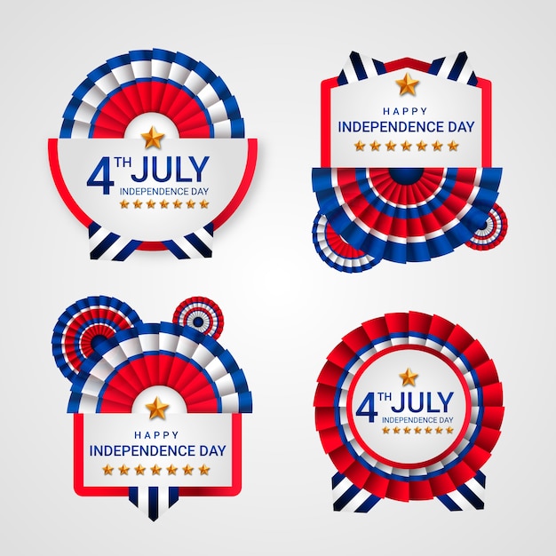 Free Vector gradient independence day label collection