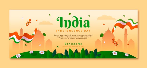 Gradient india independence day social media cover template