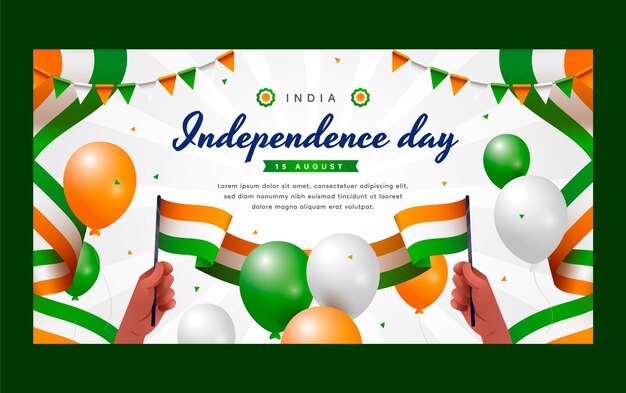 Gradient india independence day social media post template