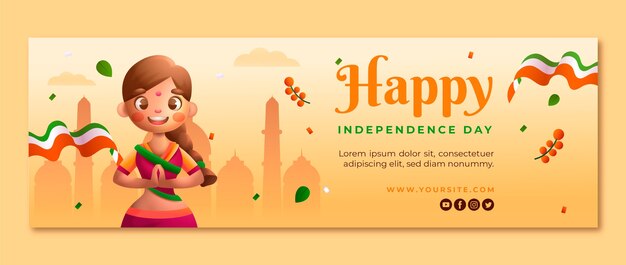 Gradient india independence day twitter header