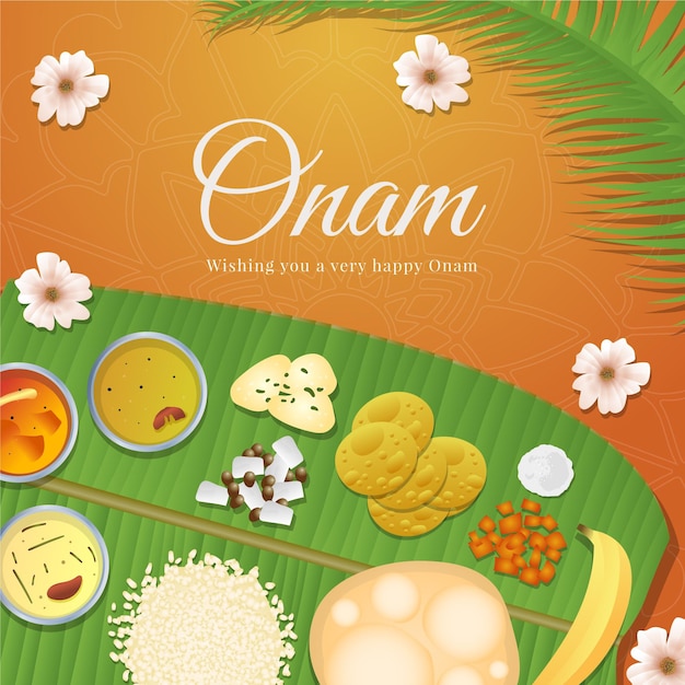 Free Vector gradient indian onam illustration