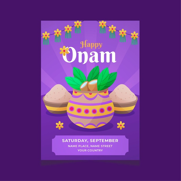 Gradient indian onam vertical poster template