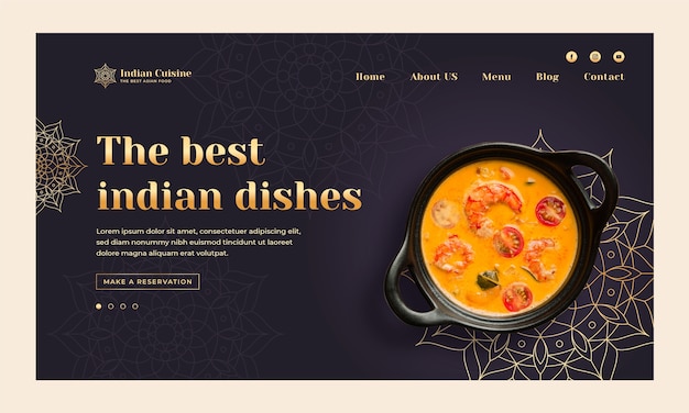 Free Vector gradient indian restaurant landing page