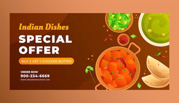 Gradient indian restaurant sale banner