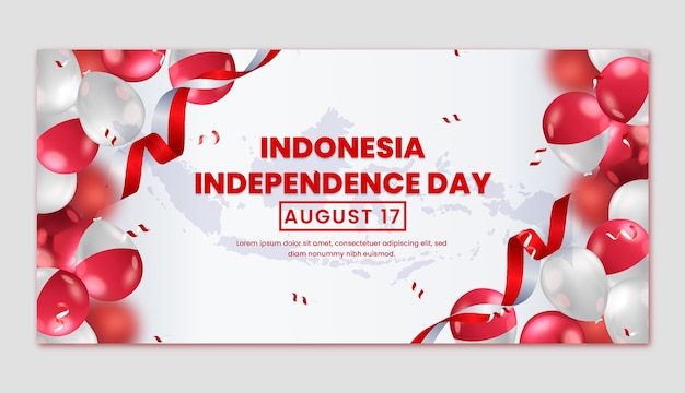 Free Vector gradient indonesia independence day horizontal banner template