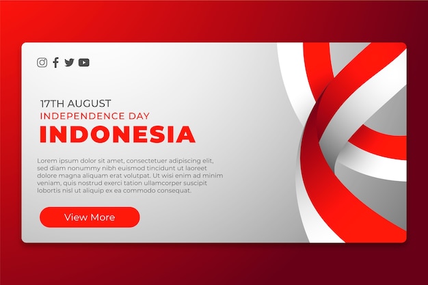 Free Vector gradient indonesia independence day horizontal banner template