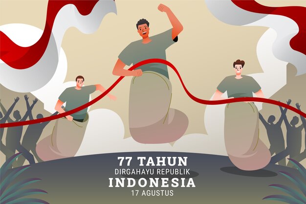 Gradient indonesia independence day illustration