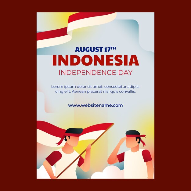 Gradient indonesia independence day vertical poster template