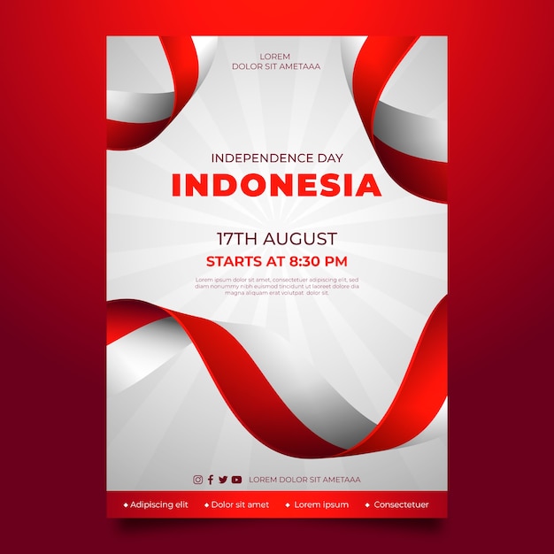 Free Vector gradient indonesia independence day vertical poster template