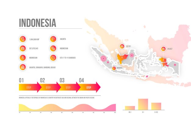 Gradient indonesia map infographic