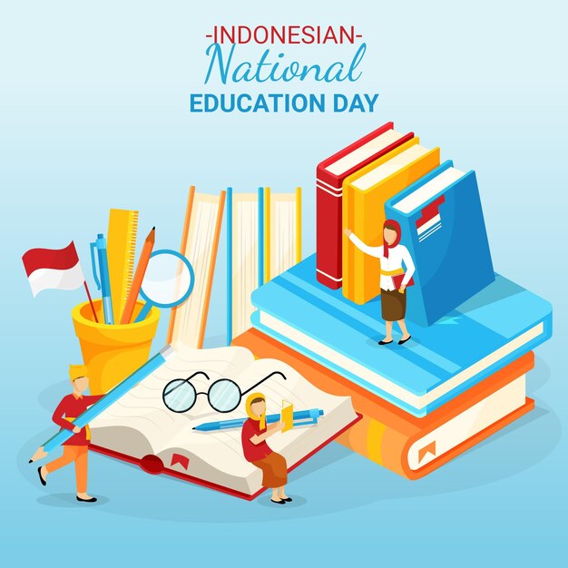 Gradient indonesian national education day illustration