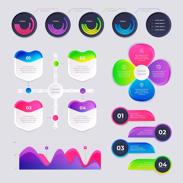 Free Vector gradient infographic collection design