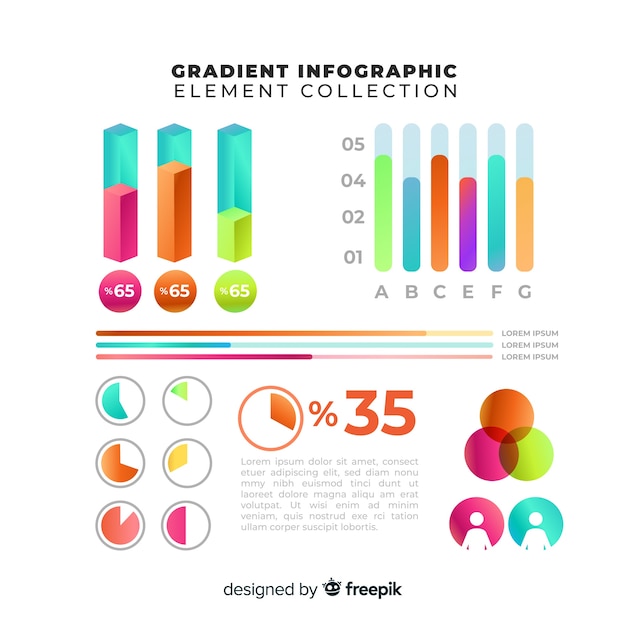 Gradient infographic element collection