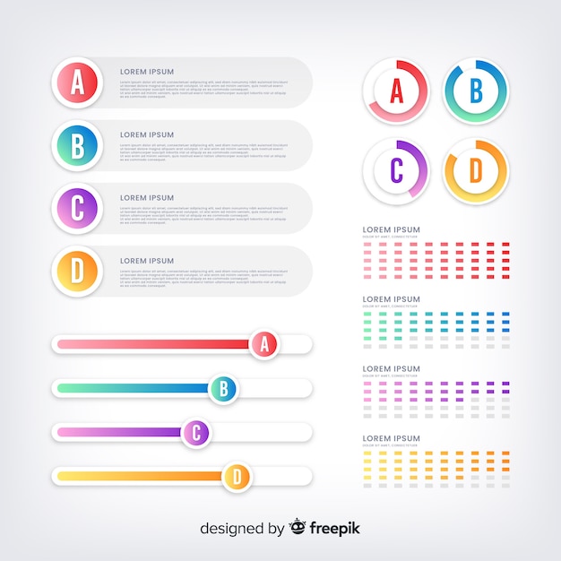 Gradient infographic element collection