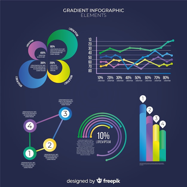 Gradient infographic element collection