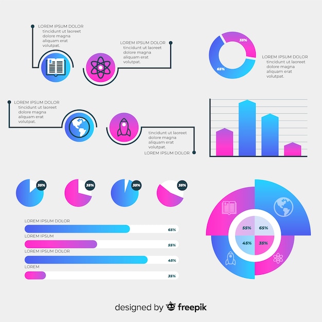 Gradient infographic element collection