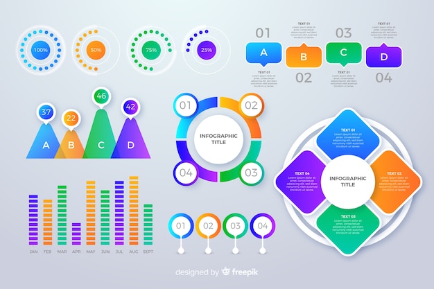 Gradient infographic element collection