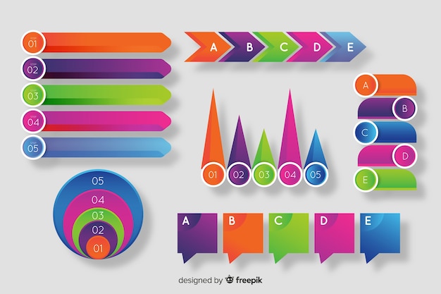 Gradient infographic element collection