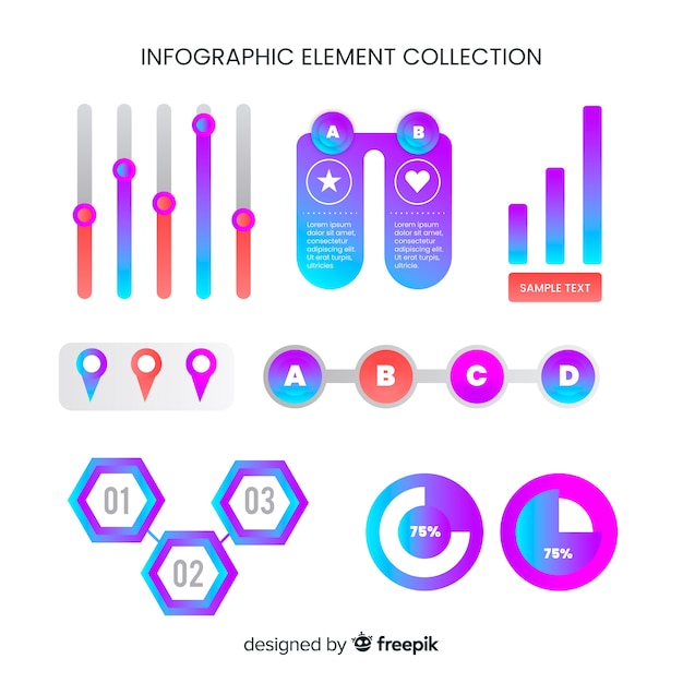 Gradient infographic element collection