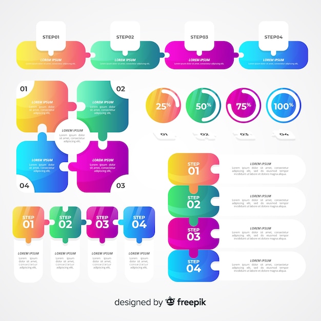 Free Vector gradient infographic element collection