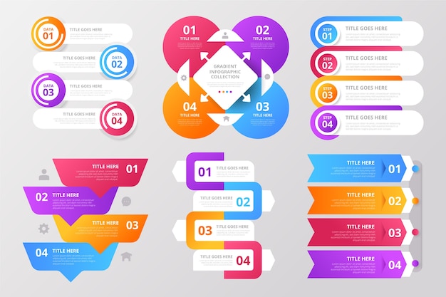 Gradient infographic element collection