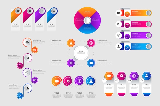 Free Vector gradient infographic element collection