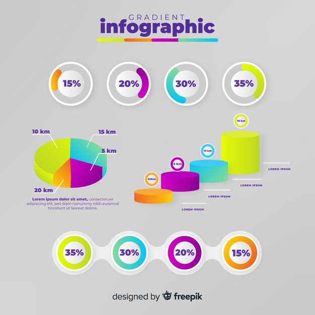 Gradient infographic element collection