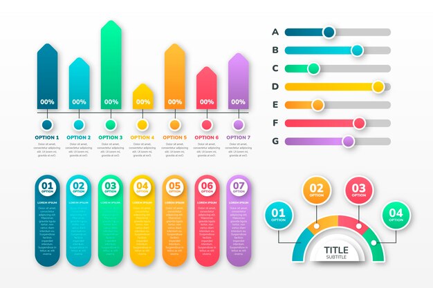 Gradient infographic element collection