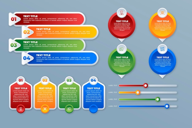 Gradient infographic element collection