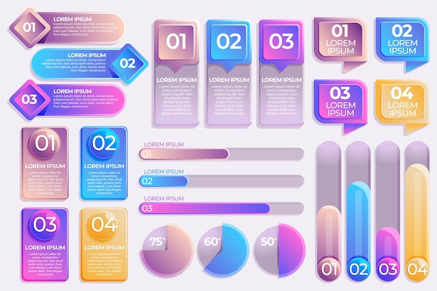 Gradient infographic element collection