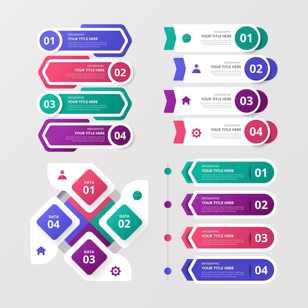 Gradient infographic element collection