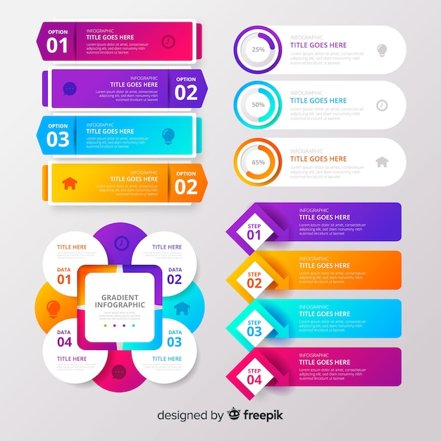 Gradient infographic element collection