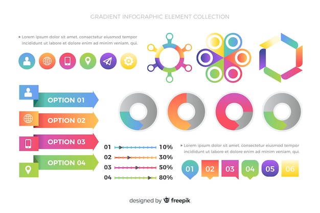 Gradient infographic element collection