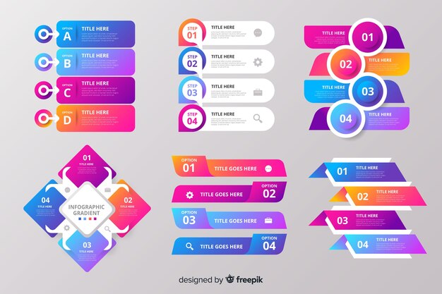 Gradient infographic element collection