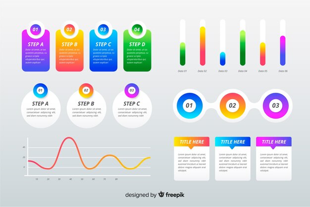 Gradient infographic element collection