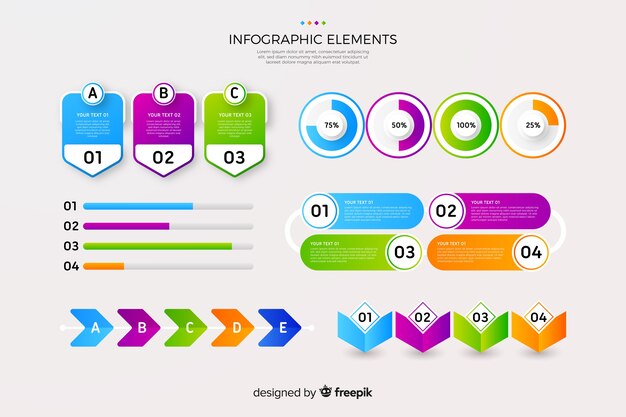 Gradient infographic element collection