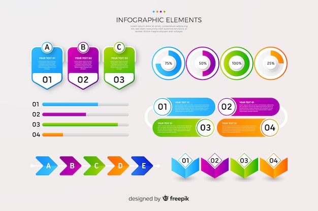 Gradient infographic element collection