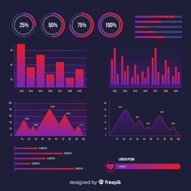 Gradient infographic element collection