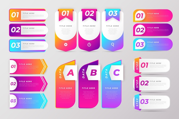 Gradient infographic element pack