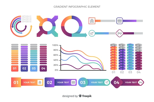 Gradient infographic element set