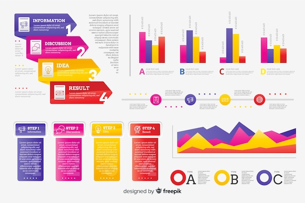 Gradient infographic element set