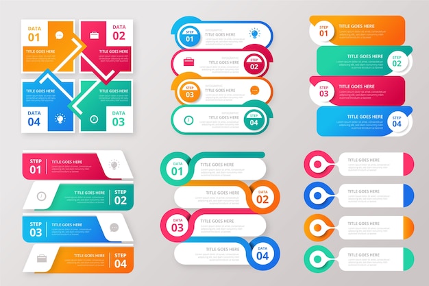 Gradient infographic element set