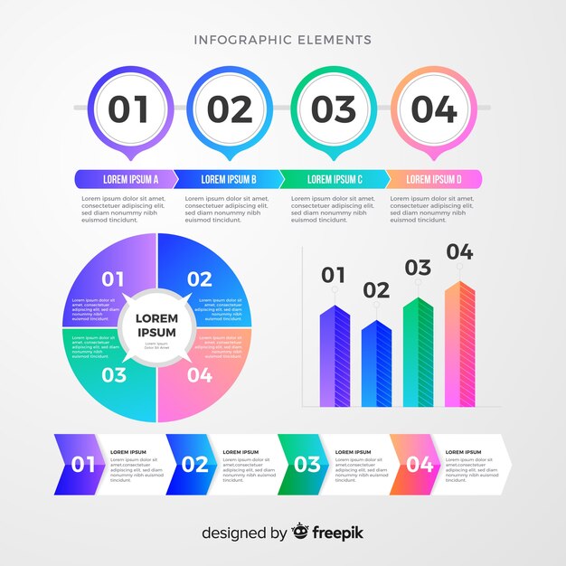 Gradient infographic elements collectio