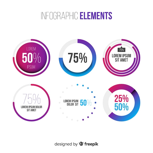 Gradient infographic elements collectio