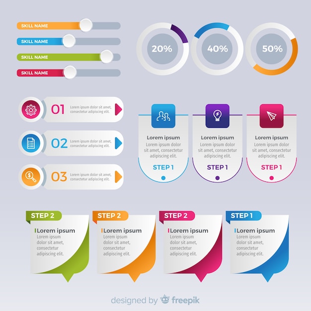 Gradient infographic elements collectio