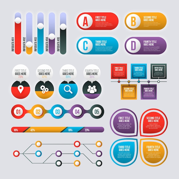 Gradient infographic elements collection