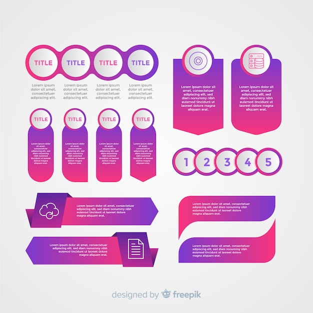 Gradient infographic elements set