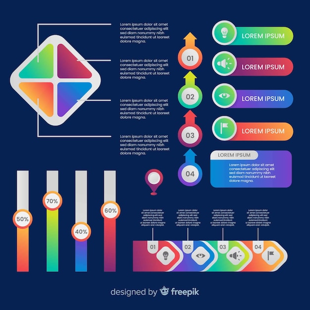 Free Vector gradient infographic elements set