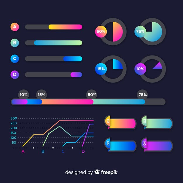 Gradient infographic elements set